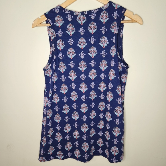 Maeve Anthropologie Bailee Pleated Sleeveless Top Button Front Blouse Navy sz Sm - Picture 2 of 4